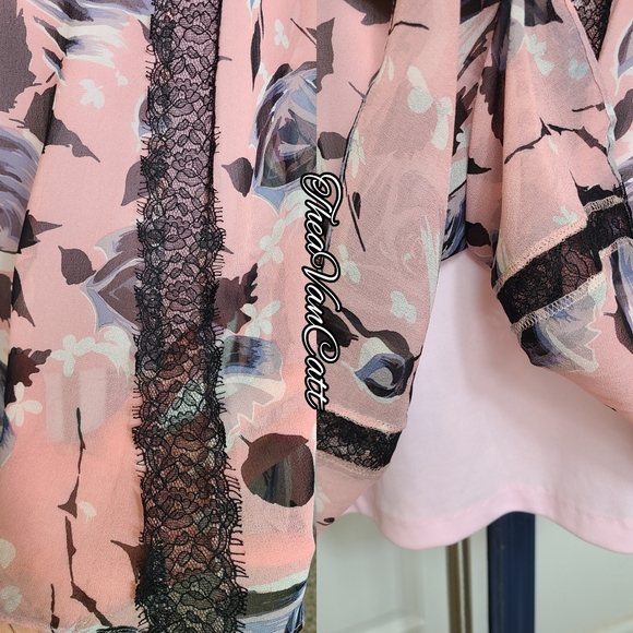 Betsey Johnson New York๐น roses floral sheer overlay lace details midi skirt 90s - Picture 3 of 8